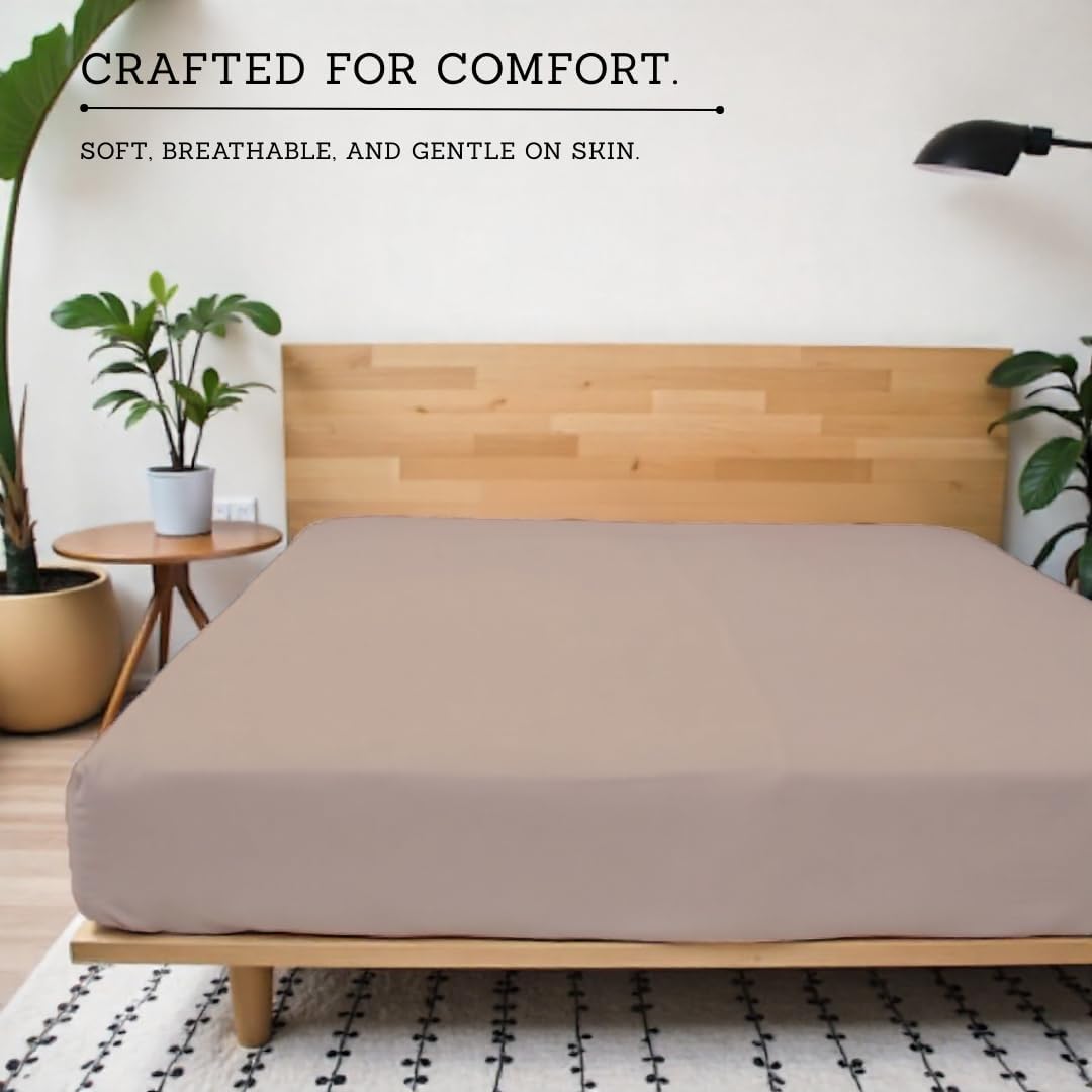Taupe 800-Count Satin Deep Pocket Fitted Sheet