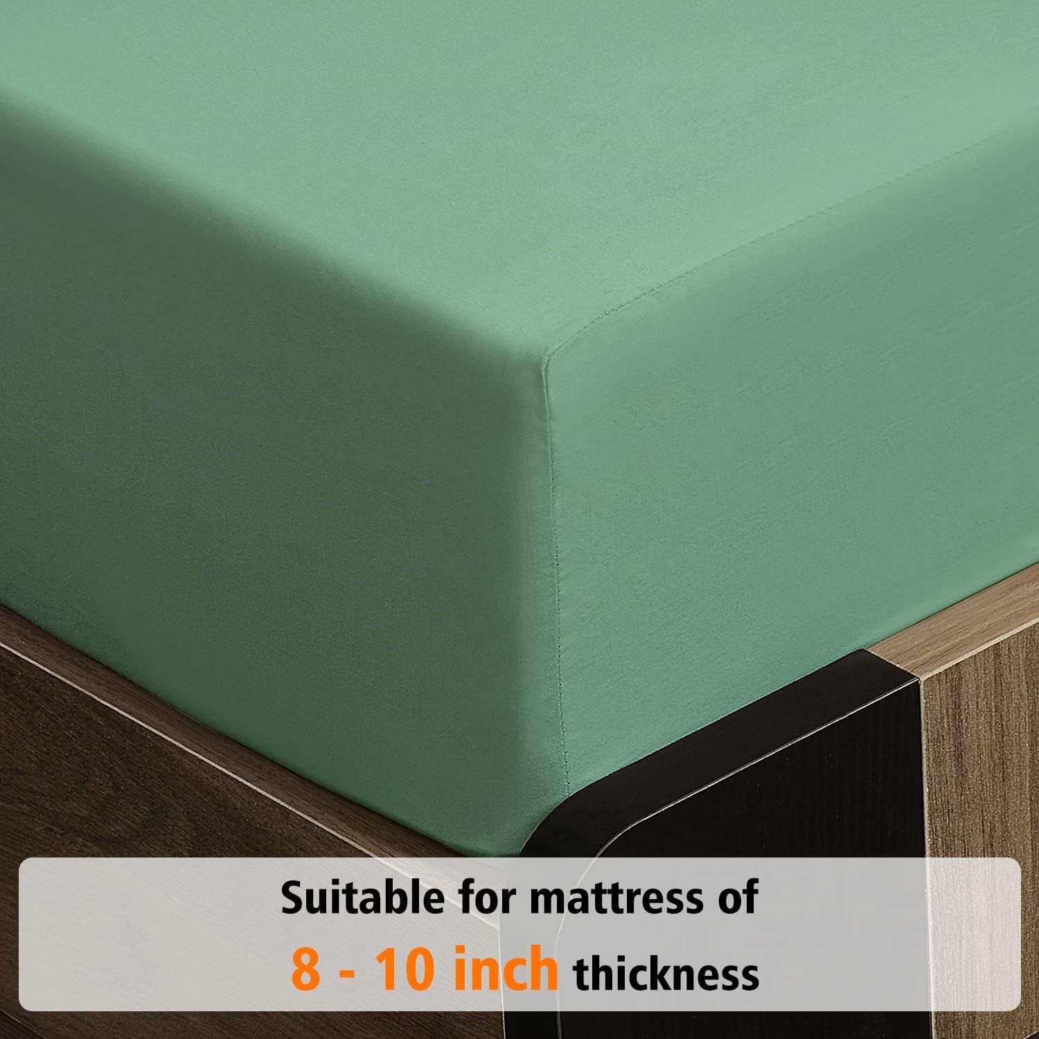 Light Green Queen Cotton Deep Pocket Fitted Sheet