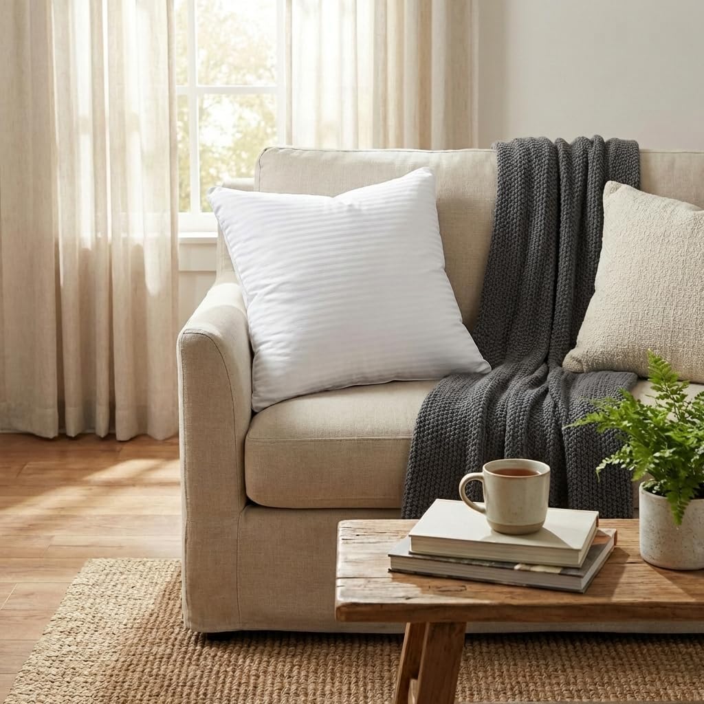 Premium 22x22 Pillow Insert (Single Pack) - Oversized Square Throw Pillow Form - Ultra-Dense Polyester Stuffer - Perfectly Fits 22x22 Covers with No Saggy Corners