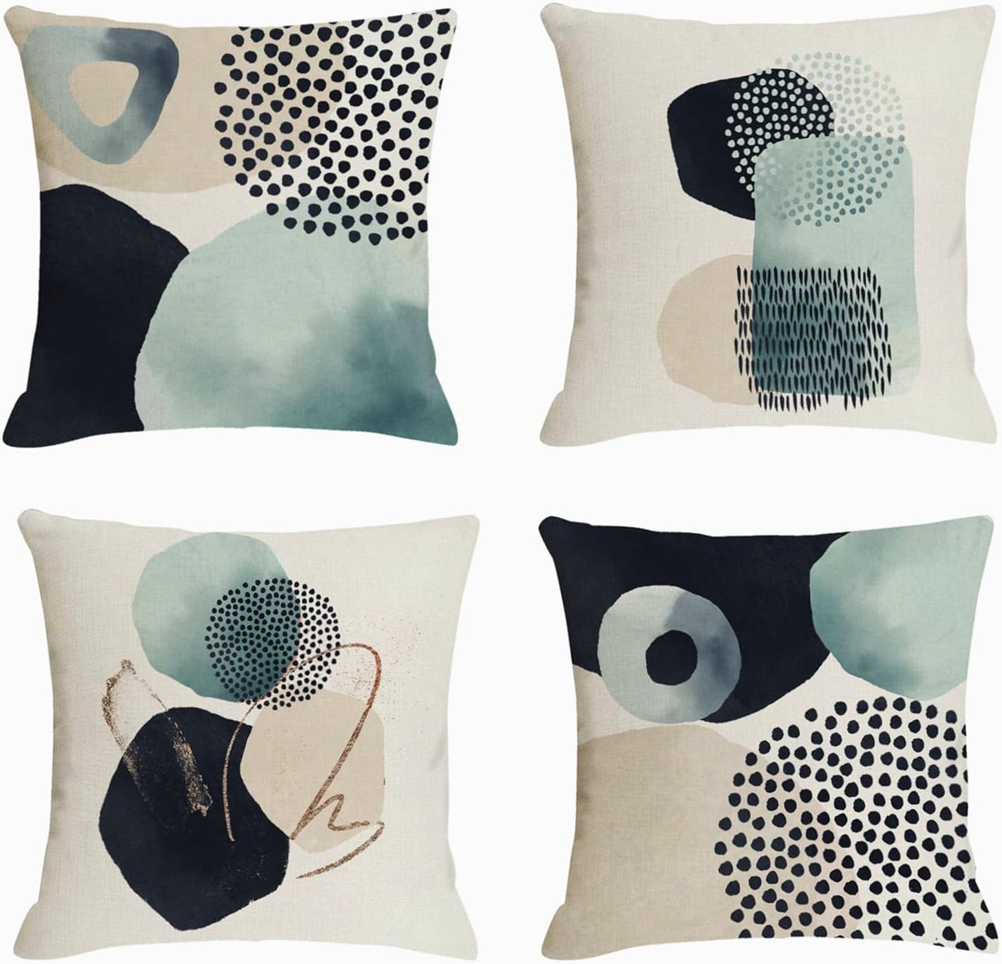 Geometric Modern Pillowcase 18x18 inch, Minimalist Decorative Cushion Cover (4-Piece Set)